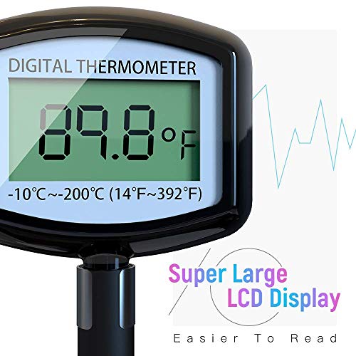 Meat Thermometer - Large LCD Super Long Probe 5.3 Inches Digital Cooking Thermometer with Instant Read and Clip for Kitchen BBQ Grilling Smoker Meat Liquids Candy and Food