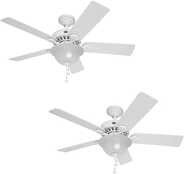 Set Of 2 Hunter Waldon 5 Minute 52 In White Downrod Or Flush Mount