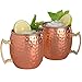 VonShef Moscow Mule Mugs Set, Copper Finish, Hammered Effect Moscow Mule Cups, Barrel Style Mug, Set of 2