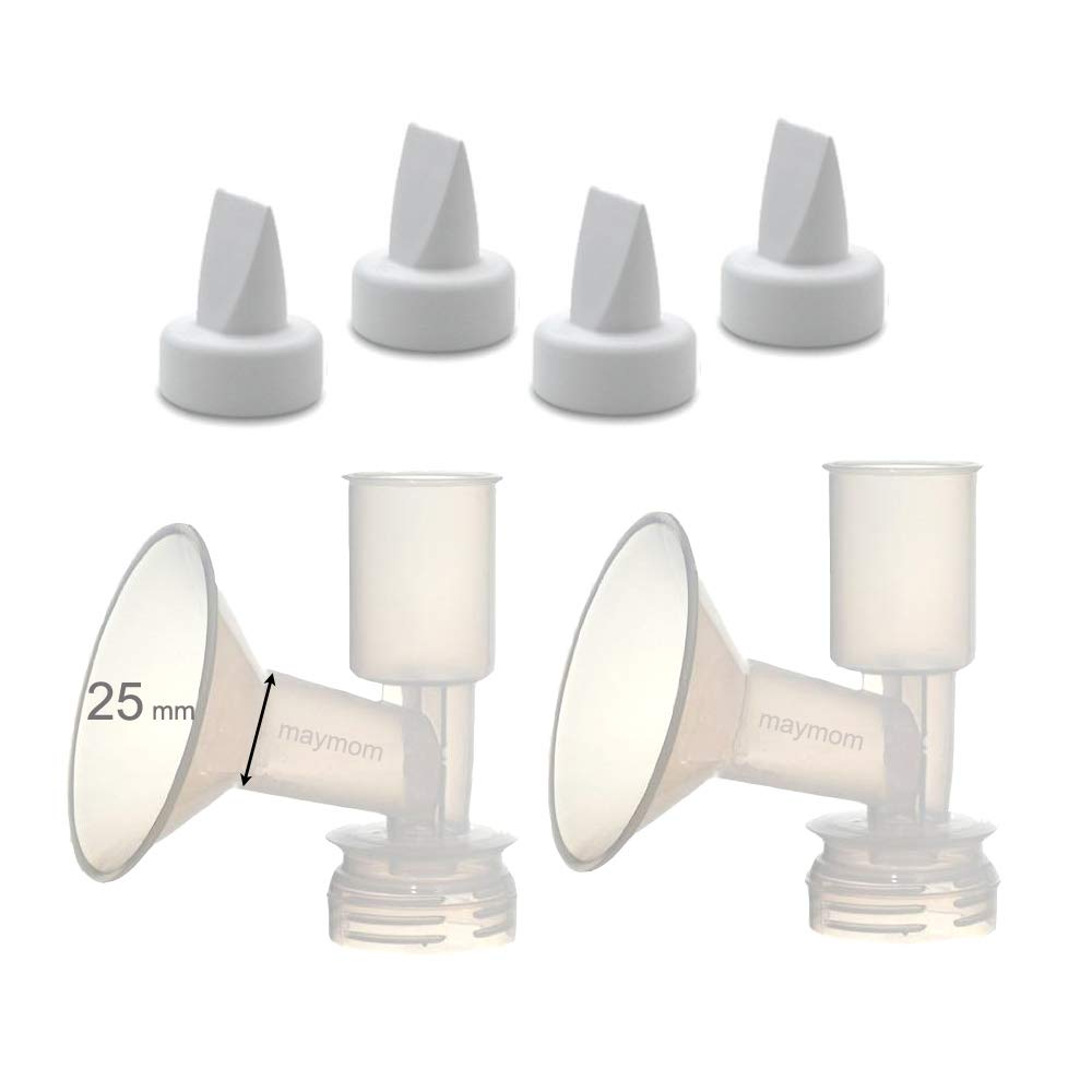 Replacement Flange Kit (Can replace Ameda Standard Flange) for Ameda Purely Yours, Ultra Breastpump, Flange 25 mm, with Duckbill; Made by Maymom