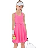 Haloumoning Girls Sleeveless Tennis Dress Kids Athletic Elastic Waist A-Line Workout Golf Dresses 4-14 Years