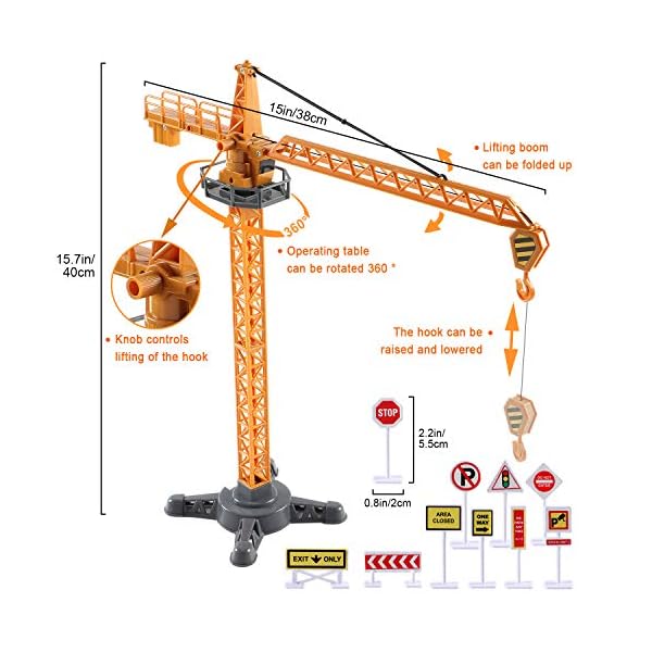 Construction Toys Engineering Vehicle Toy with Construction Site Mat Tower Crane, Excavators Truck, Digger Toy…