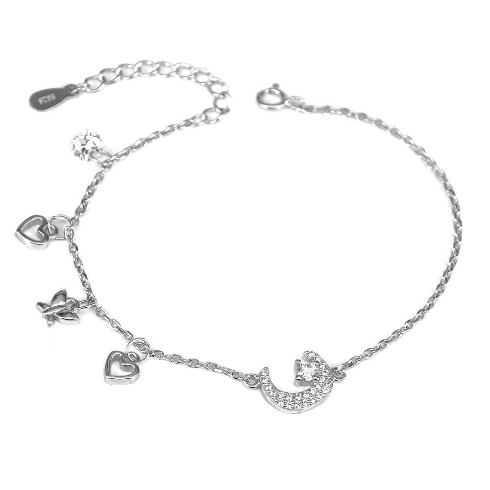 BiBeary Women elegant 925 Sterling Silver Zirconia CZ Infinity Eternity 8 Shaped Chain Bracelet clear