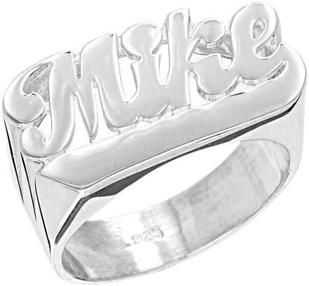 SNS117 Personalized Sterling Silver Large Script Letter Name Ring (sterling-silver, 10)