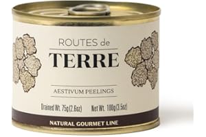 Routes de Terre | Summer Black Truffle Shavings Preserved in Natural Juices | Tuber Aestivum | Preserved, Imported, Gourmet | Total Weight 3.5 ounces | Chef-inspired Ingredients