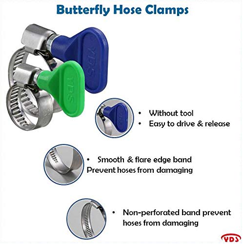 YDS 38 Pieces Butterfly Hose Clamps Assortment Kit, Stainless Steel W2
