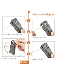 amzdeal crimpadora Kit Herramienta para RG6, RG59, RG58 herramienta de compresión Universal, cable coaxial Stripper con 20 pcs F conectores de compresión