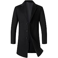 Lavnis Men's Winter Wool Coats Slim Fit Single Breasted Trench