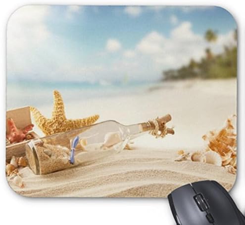 Mousepad Sunshine Beach Sand Seashells Starfish/A Letter In A Bottle Mouse Mat