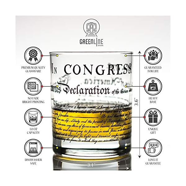 Greenline Goods Whiskygläser - Unabhängigkeitserklärung (2er-Set) | 10 Unzen Becher - American US Patriotic Geschenkset | Altmodische Cocktailgläser – Bild 7