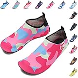 CIOR Mutifunctional Barefoot Kids Quick-Dry Water Shoes Lightweight Aqua Socks For Beach Pool Surf Yoga Exercise,SKY1605,pink,28.29