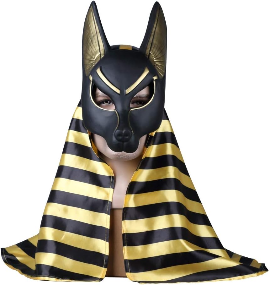 VAWAA Máscara egipcia para Disfraz de Anubis, 2 Unidades, de PVC, con