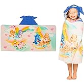 Care Bears Retro Kids Super Soft Bath/Pool/Beach Soft Cotton Terry Hooded Towel Wrap, 24 in x 50 in, (Officially Licensed Product) By Franco
