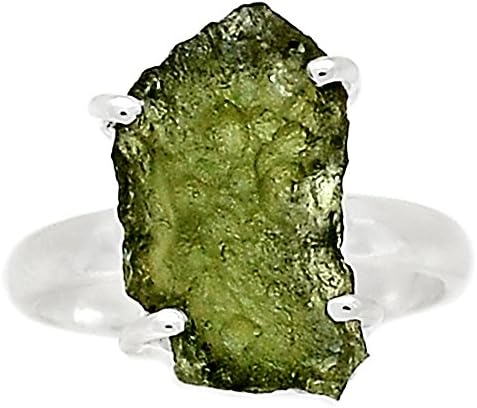 Lovegem Genuine Moldavite Ring 925 Sterling Silver,Size :7, AR3260
