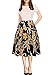 oxiuly Women's Elegant Floral Flare Knee Length Vintage Dress Evening Dinner Party Casual Swing Dresses with Pockets OX336 (M, Beige)