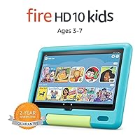Fire HD 10 Kids tablet, 10.1”, 1080p Full HD, ages 3–7, 32 GB, Aquamarine