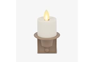 Luminara Flameless Candle Nightlight Patented Flickering Real-Flame Effect Plugs into Outlet - Dusk to Dawn Sensor Auto Switch On/Off (TimelessTaupe)