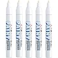 Uni-Paint Oil Based Paint Marker 5 Pens Bundle Set , Multi surface Marking Pen (PX-20) Medium Point White Colour