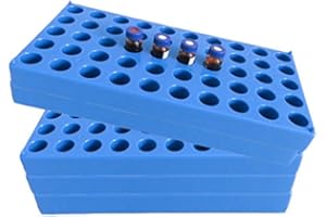 MUHWA (5 Packs) Vial Rack, Single Blue Holds 50 Standard 12 mm 2 mL vials, Stackable Tube Rack Centrifuge Tubes Rack