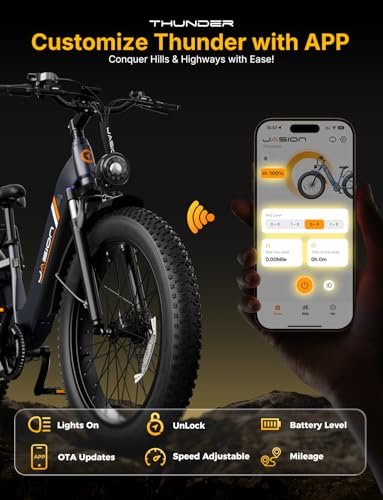 Jasion Thunder Electric Bike,1800W Peak Ebikes for Adults,26''Fat Tire Best Ebike for Men,80 Miles with 864Wh Battery,30+MPH Max Speed Bicycles,400LB Capacity