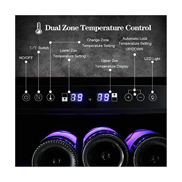 AGLUCKY-24-Wine-CoolerChiller-Built-in-or-Freestanding-Beverage-Refrigerator-Single-Bottle-Area-with-Stainless-Steel-Double-layer-Tempered-Glass-Door-46-Bottles