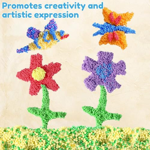 TERRIFI 12 Blocks Modeling Foam Beads for Kids - Foam Clay for Kids Education, Preschool Toys - Develop Creativity, DIY Art Crafts, Never Dries Out Preschool Toys Motor Skills, Use ManyTimes(6 Colors)