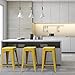 Furmax 24 Inches Metal Bar Stools Bar Height High Backless Stools Indoor Outdoor Stackable Kitchen Stools Set of 4 (Yellow)