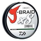 Daiwa JB8U8-300DG J-Braid Braided Line, 8 Lbs Tested, 330 yd/300M Filler Spool, Dark Green
