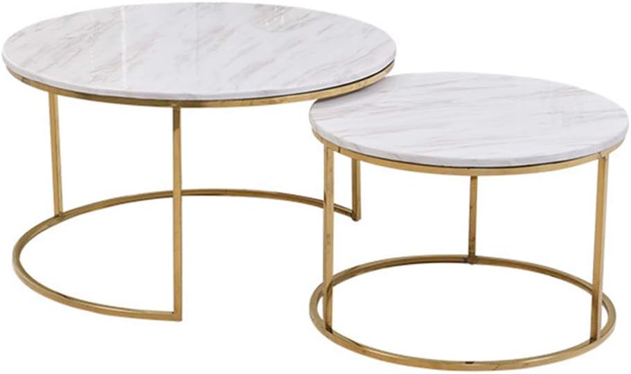 Marble Round Nesting Side Table (Set Of 2) Delaney Round Marble