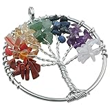 SUNYIK Tumbled Crystal Gemstone Tree of Life Pendant