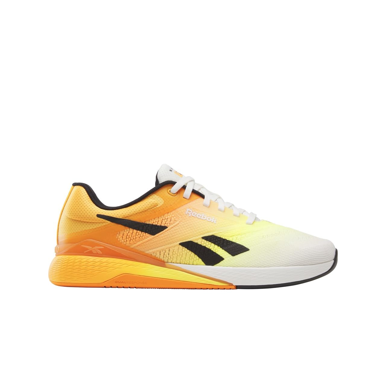 Reebok Unisex Nano X5 Sneaker, Chalk/Black/Electric Amber, 6 Women/ 4.5 Men