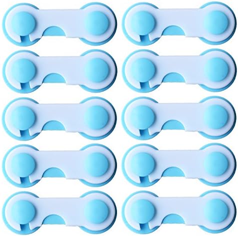 Baby Safety Locks For Cabinet Door Drawer Oven Refrigerator Latches Strong Adhesive,No Tools or Drilling Required-10 Pack (blue)