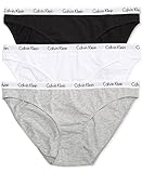 Calvin Klein Cotton Bikini 3-Pack (Large, Black/Grey/White)