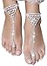 Bienvenu 2 Pieces Beach Barefoot Adorn Alloy Golden Rhinestone Foot Anklet Chain