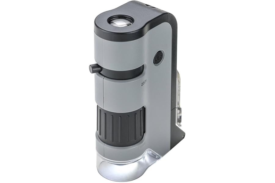 Carson MicroFlip 100x-250x, LED UV Pocket Microscope with Smartphone Clip, STEM Education (MP-250)