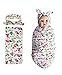 Newborn Baby Swaddle Blanket Headband with Bow Receiving Blankets Set (C Floral 3 Packs)