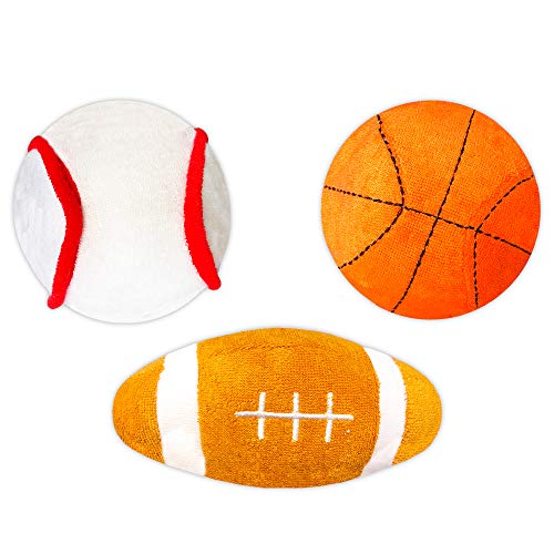 Garanimals Bath Sports Balls ~ Bundle Includes 3 Baby Bath Plush Toys (Basketball, Baseball, Football Water Toys) - Thumbnail 2