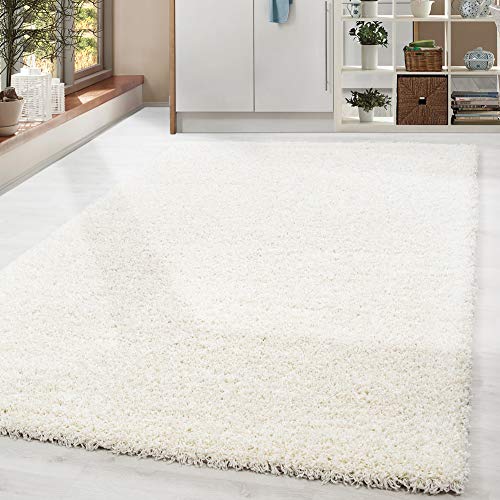 HomebyHome Shaggy Hochflor Teppich, 100x200 cm, Creme, weich, flauschig, modern, einfarbig, Für Schlafzimmer oder Flur, für Wohnzimmer Schlafzimmer Fl