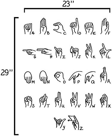 YINGKAI Sign Language Alphabet Decal Living Room School Home Vinyl Carving Wall Decal Sticker for Kids Room Home Window Decoration