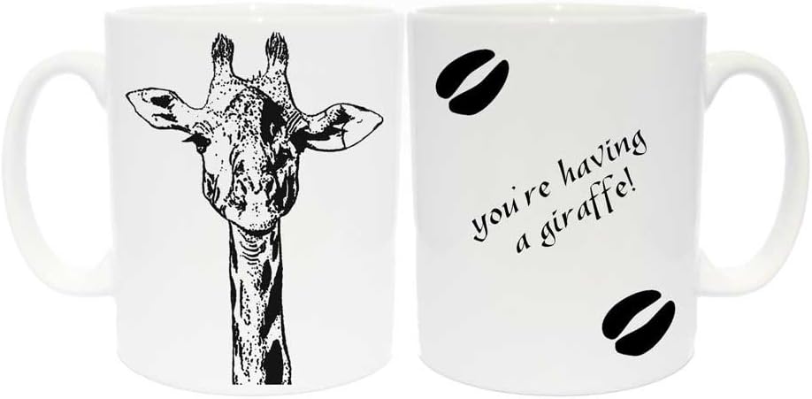 Giraffe Mug Ink Line Drawing With The Caption You Re Having A Giraffe Novelty Mug Gift Amazon Co Uk Kitchen Home