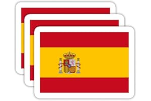 EMMACELA (3PCS) Spain Flag stickers, Countries Flag Stickers - Waterproof Vinyl Decals For Laptops, Tumblers, Water Bottles, Books, Scrapbooks, Size 3 x 2.2 Inch