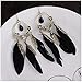Carfeny Bohemian Black Feather Tassel Dangle Earrings Vintage Gold Plated Hallow Out Chandelier Drop Earrings for Women