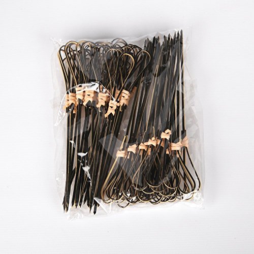 Black Bamboo Tied Heart Appetizer or Sandwich Picks/Swizzle Sticks - 6" - 100 ct
