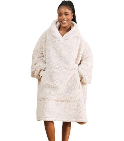 thumbnail image 2 of VASLON Wearable Blanket Hoodie - Oversized Sherpa Fleece Blanket Sweatshirt With Pocket, One Size Fits All, For Men & Women 2 of 14