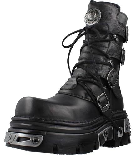 NEW ROCK REACTOR ブーツ ブラック Amazon.com: New Rock Unisex M.373-S4 Metallic Black 100% Leather
