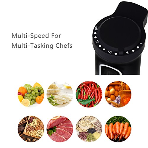 Immersion Blender LINKChef Hand Blender Stick Mixer Food Processor, Egg Whisk, Robust Stainless Steel, 3 in 1 500W 20 speeds Silver/Black (HB-2140T) â€“ 3 Years Warranty