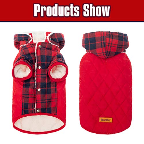 BINGPET Dog Thicker Winter Coat Classic Plaid Fleece Cold Weather