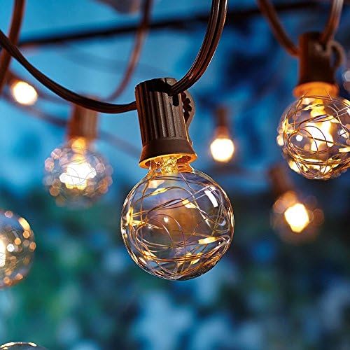 Furnizone G40 Globe String Light Backyard Patio Light 12 Globe Bulbs-UL Listed Indoor Outdoor String Light Hanging Garden Lightning Pergola Market Cafe Bistro Pool Light Warm White 12FT