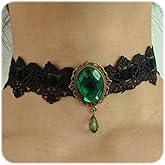CXENSJH Gothic Lace Choker Necklace for Women Black Crystal Choker Necklaces Halloween Vampire Necklace Vintage Halloween Party Jewelry