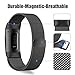 Oitom Metal Bands Compatible Fitbit Charge 3 Band Women Men Large,Magnetic Stainless Steel Milanese Loop Replacement Band Wrist Accessories Straps(Large 6.7